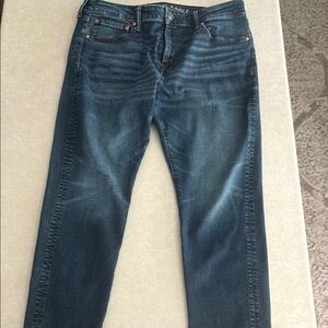 Straight leg athletic fit blue jeans from American Eagle